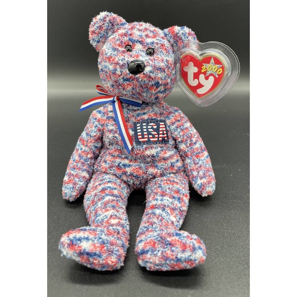 Ty Beanie Baby USA Bear 2000 Proud To Be American Tag Errors Rare Retired New! - Picture 1 of 10